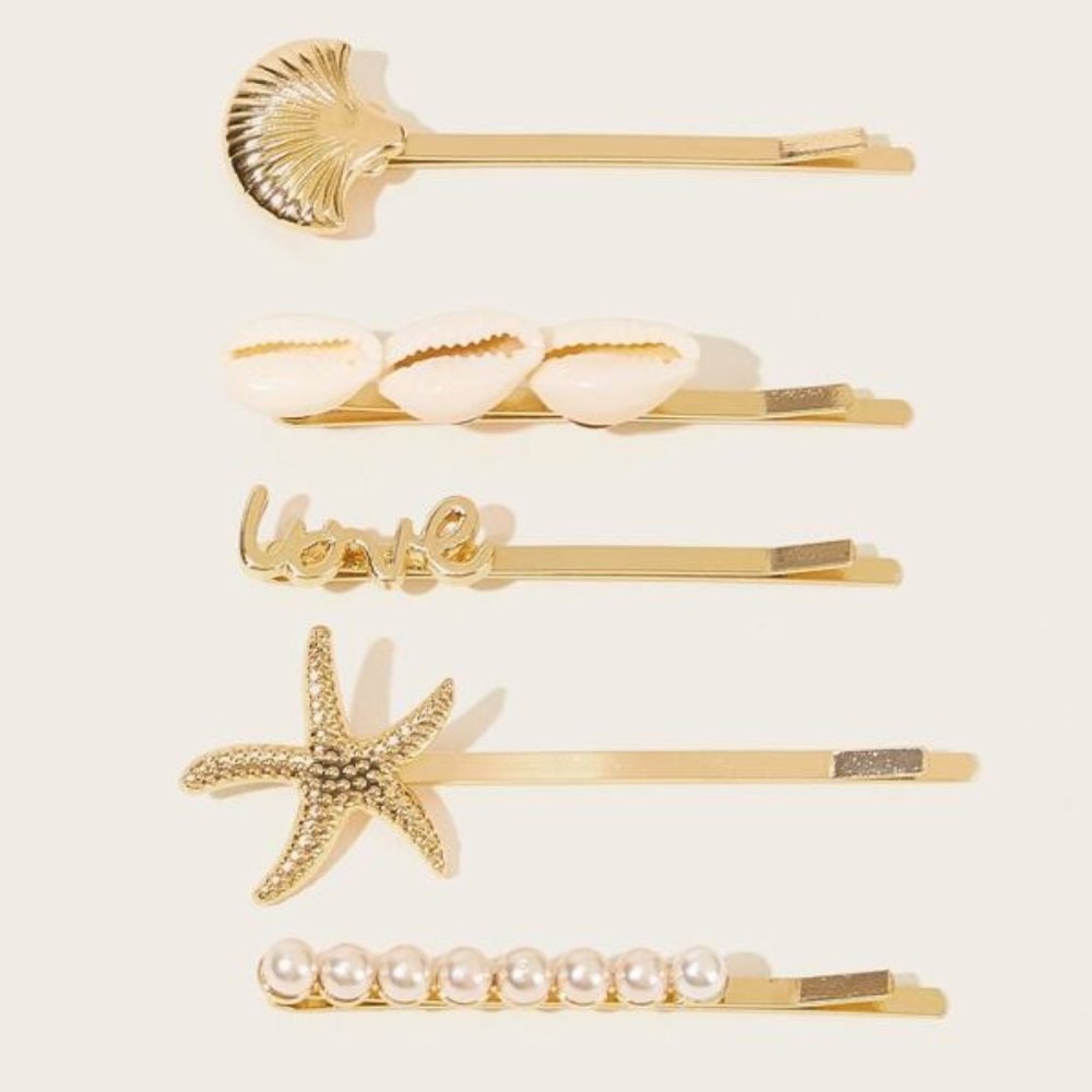 NIP Set of 5 Decorative Hairpins Shells Starfish